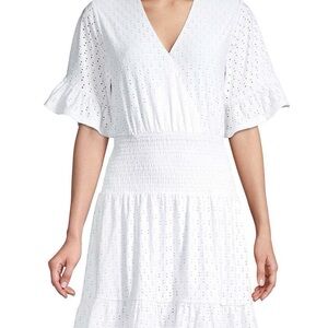 Michael Kors White Eyelet V-Neck Summer Dress